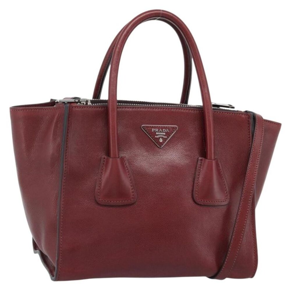Prada Double Zip Lux Saffiano Leather Red Leather Tote Bag Bag